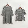Charming Parent-child Dress Clothes Set Featuring Striped Half Sleeve Baby Girl Dress