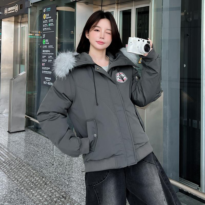 Padded jacket women's big fur collar Pike winter new American loose padded jacket women's thickened warm padded jacket