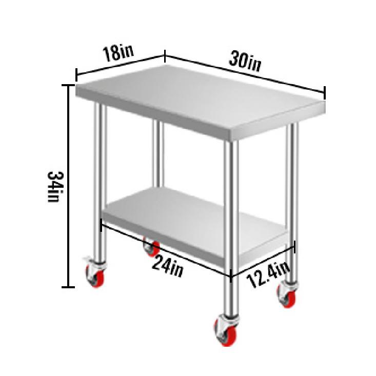 SucceBuy Stainless Steel Kitchen Worktable shelves Commercial Work Bench Table with Caster Wheels for Home Restaurant Storage