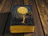 Handmade Leather Journal – Moon & Tree Design 5×7 in, 200 Pages, Deckle-Edge Paper