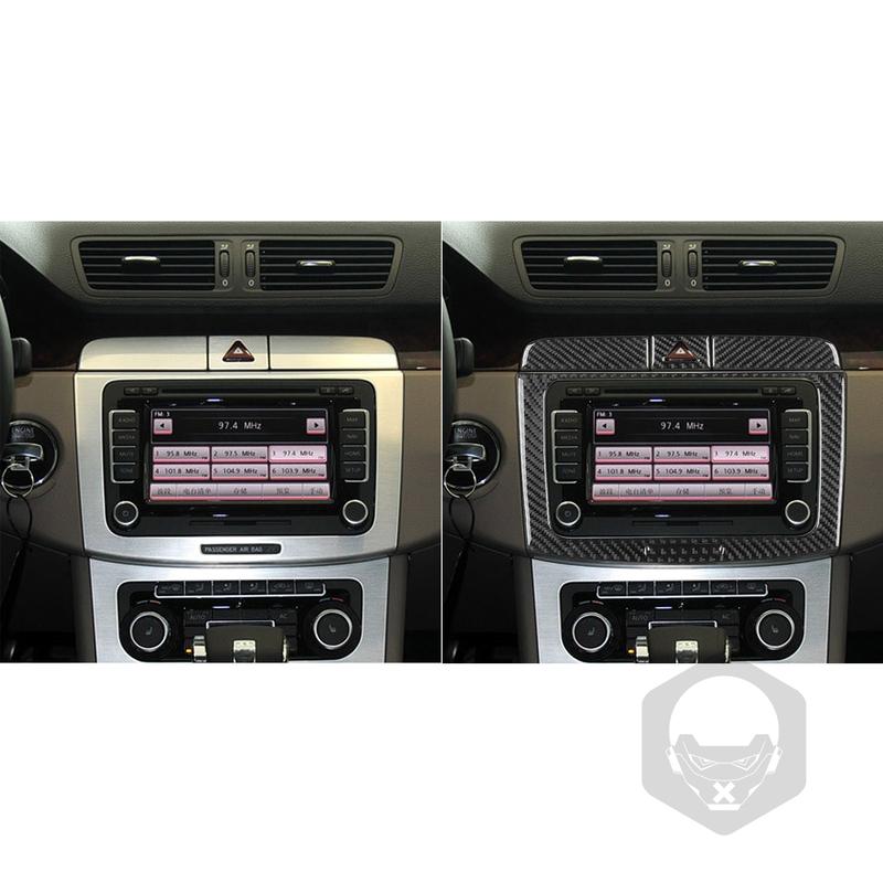 For Volkswagen Passat B6 2006-2011 Carbon Fiber Radio Navigation Panel Trim Cover Interior Decoration Car Accessories Sticker