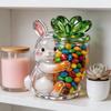Easter Bunny Glass Candy Jar Shape Clear Glass Jar Easter Chocolate Candy Treats Cookies Sweets Bunny Ears Storage Container