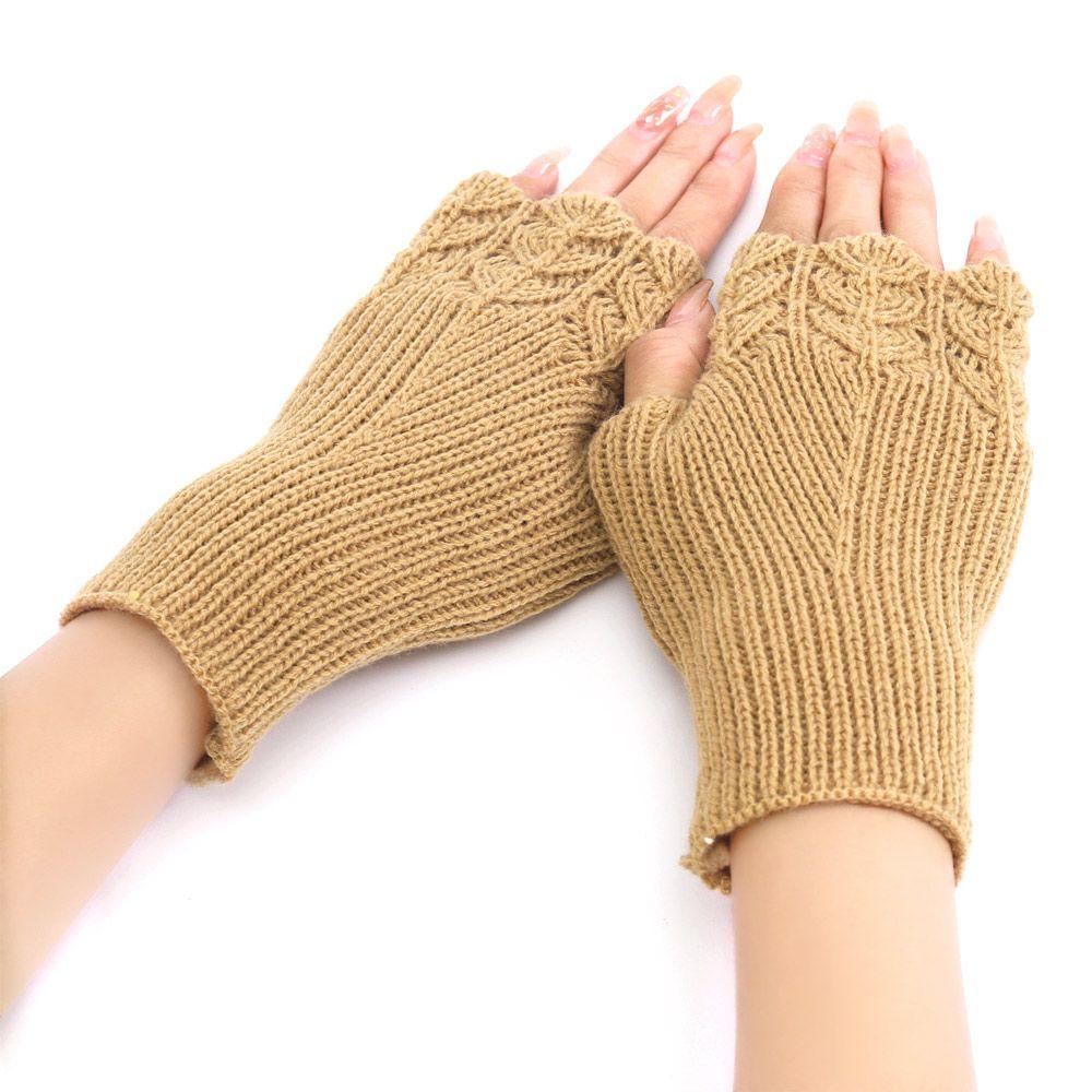Women Girls Elastic Candy Color Arm Warmers Fingerless  Mittens Thick Warm Knitted Gloves