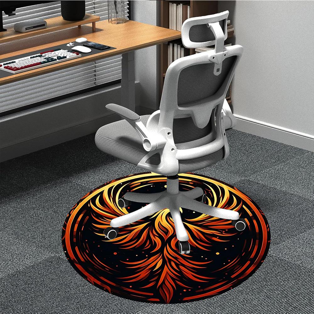 1pc Phoenix Fire Office Round Area Rug, Under Office Chairs Bedroom Living Room Home Decor, Room Deco