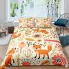 Comforter Cartoon Fox King Queen Lovely Orange Animal Floral Bedding Set Kids Girls Flowers Plant 2/3Pcs