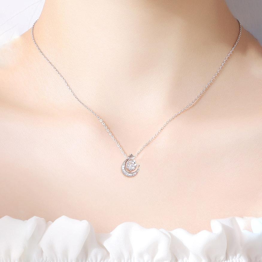 Moon Necklace Female Tide Simple Gift Girlfriend Collarbone Chain Simple Temperament Pendant Light Luxury Niche Quality