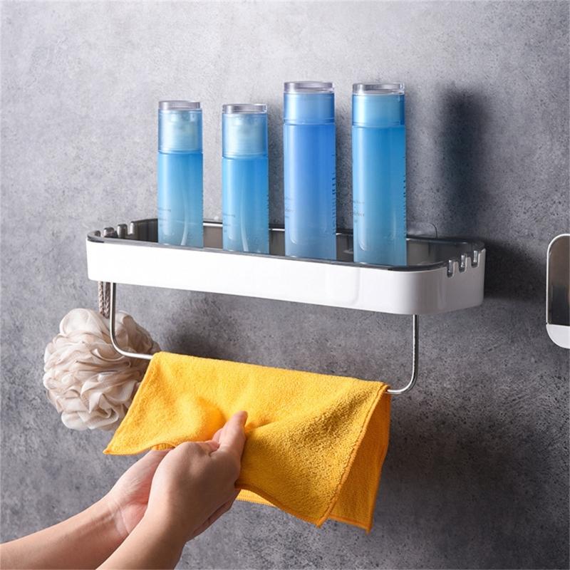 Space Saving Bathroom Basket No Drilling Required Storage Rack/Tissue Box Wall Mounted Plastic Shelf Kitchen Supplies