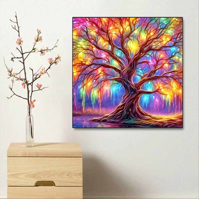New Arrival 5D DIY Full Circle Diamond Painting "Colorful Tree" Embroidery Cross Stitch Home Decor Gift