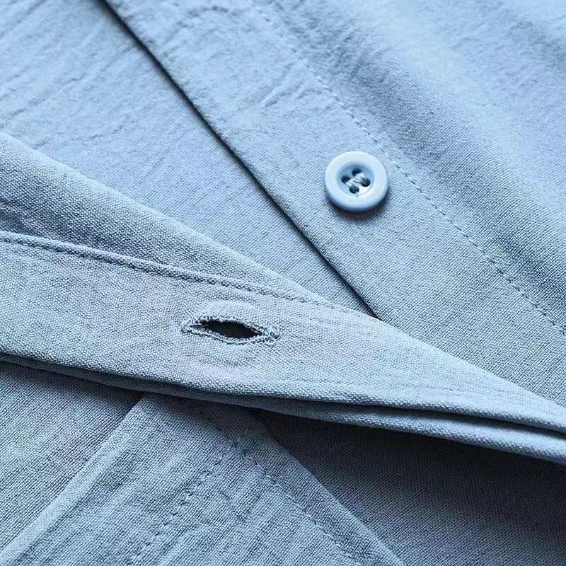 Middle East Muslim Long Sleeve Patch Pocket Shirt & Elastic Waist Pants Set