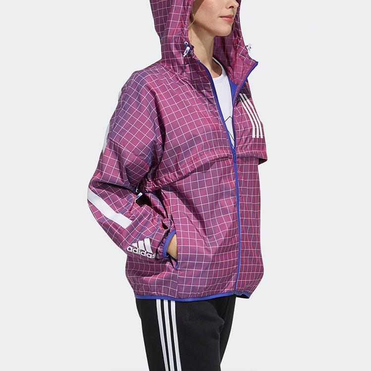 Adidas W.N.D. Sport Plaid Hooded Jacket Women Jackets Light-Crimson GM0686