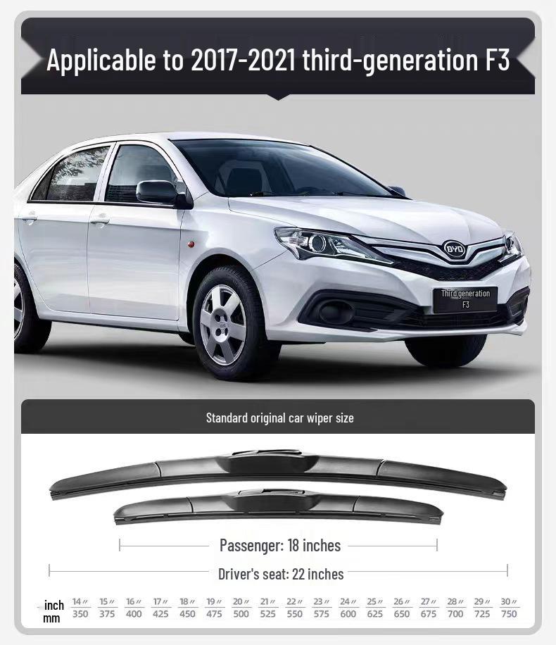 Windshield Wipers Compatible with BYD F3 (2007-2013 Models)