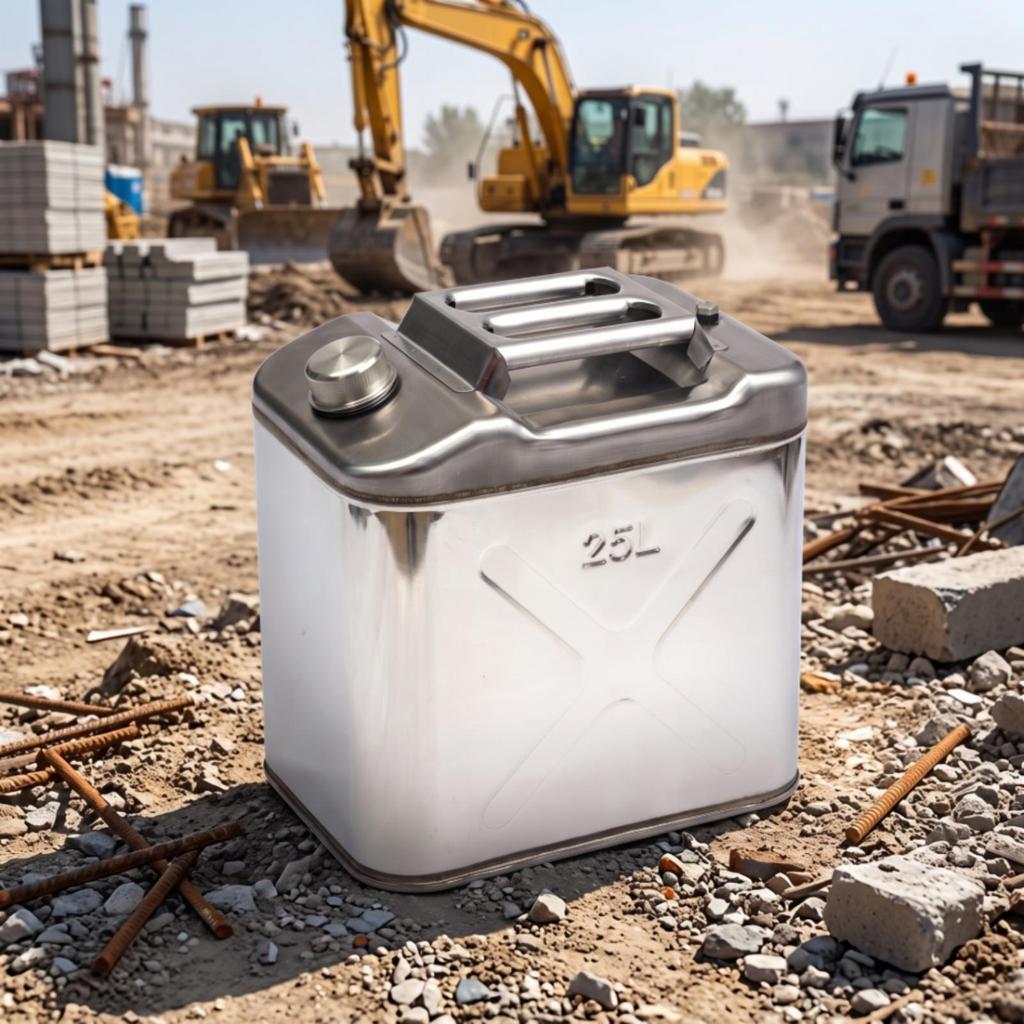 Oil Canister with Handle Stainless Steel Backup Petrol Tank Leakproof Can Drivers, Camping,