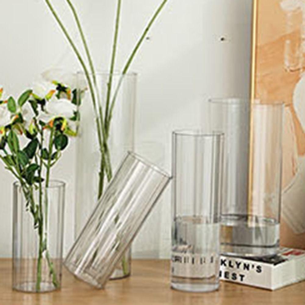 Modern Acrylic Cylinder Vase Striped Style Decorative Bottles Restaurant Centerpiece