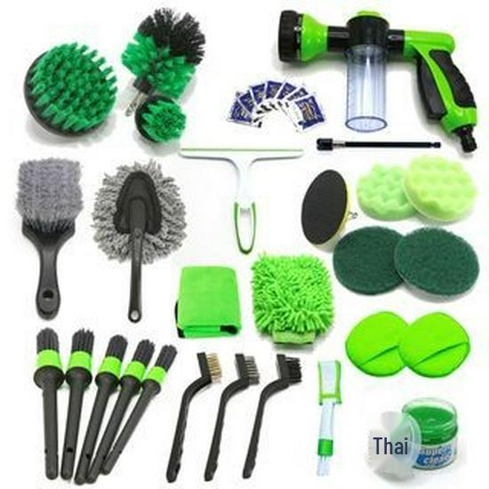 

34-Piece Electric Drill Cleaning Brush Set for Car and Polishing 34-Piece Car Cleaning Set зелёный