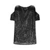 Top da Donna con Paillettes Spalle Scoperte Manica Corta Scollo Rotondo Vestibilità Larga Blusa Brillante per Uso Casual o da Festa