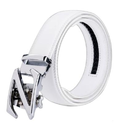 FleurUneffe Genuine Leather Belt with Cuttable Adjustable No Navy Z Men's Belt, Size, Holes, Auto-Lock, Stylish, Casual, Business, Golf, White, Red,