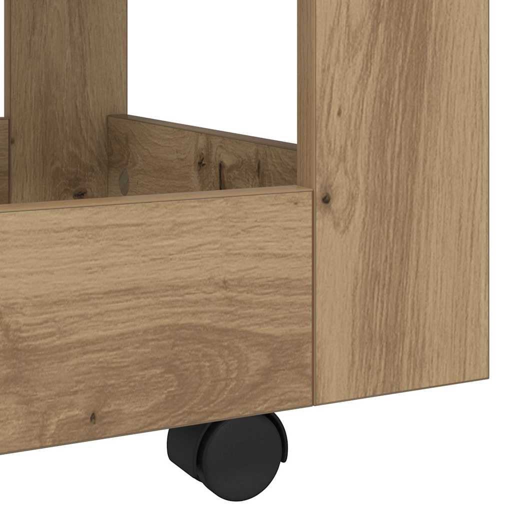 Artisan Oak Mobile Desk Cart 60 x 45 x 60 cm Engineered Wood