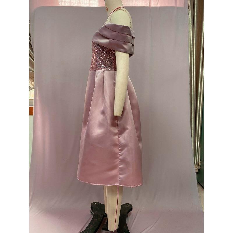 Vestido de Noche para Banquetes Simple y Atmosférico Largo y Delgado con Lentejuelas Hombros Descubiertos