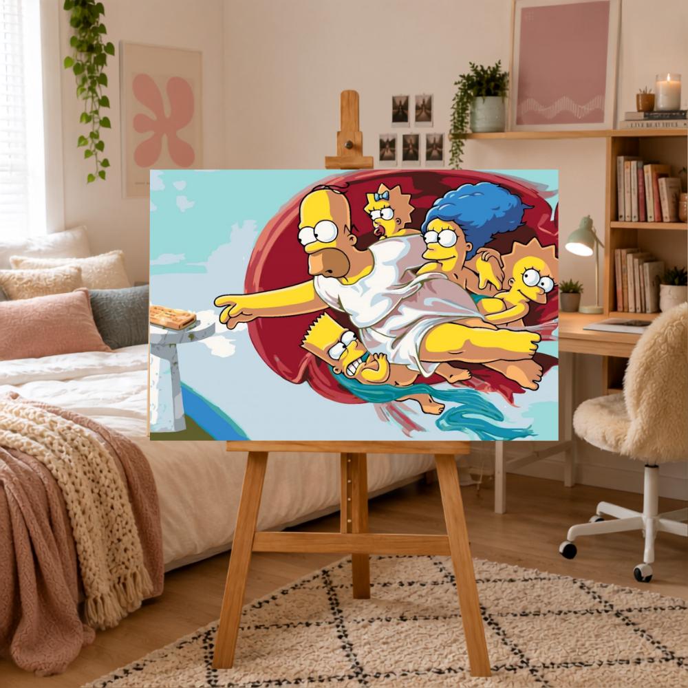 Obraz Do Malowania Po Numerach Z Ramą Simpsonowie Stworzenie Adama 70X50 Cm