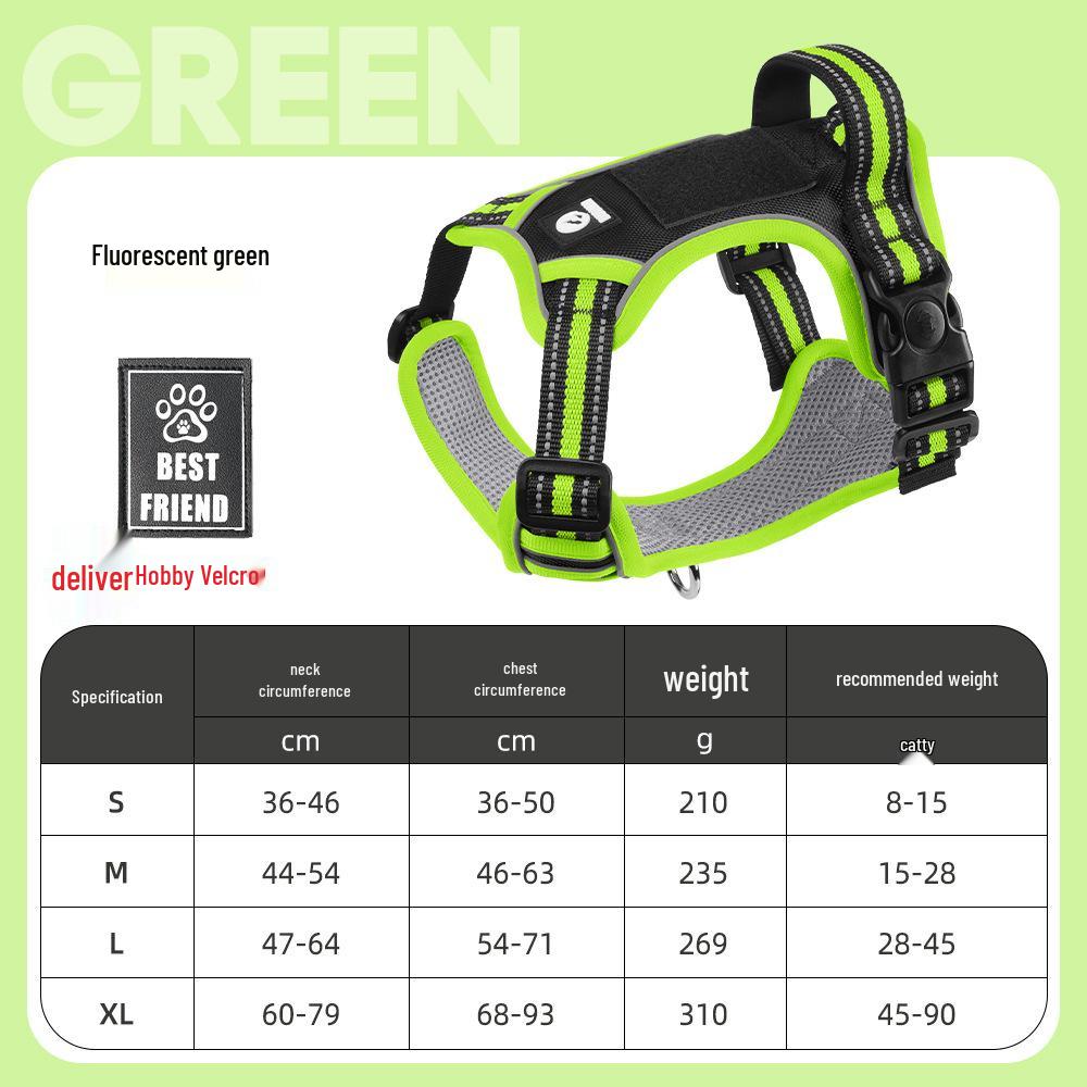 Large Dog Vest-Style Harness with Velcro & Shock-Resistant Leash