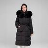 Womens Long Winter Cotton Coat With Faux Fur Collar Hooded Slim Fit Warm Thick Outerwear In Coffee Brown