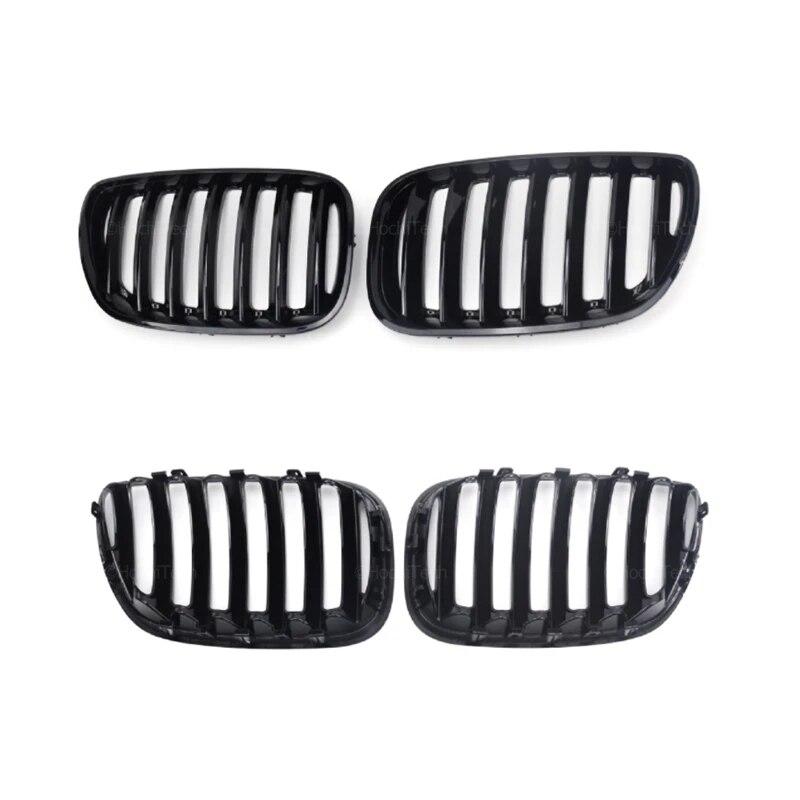 New Look Car Grille Grill Front Kidney Glossy 2 Line Double Slat For BMW X5 E53 LCI 2004 2005 2006 Car Accessories