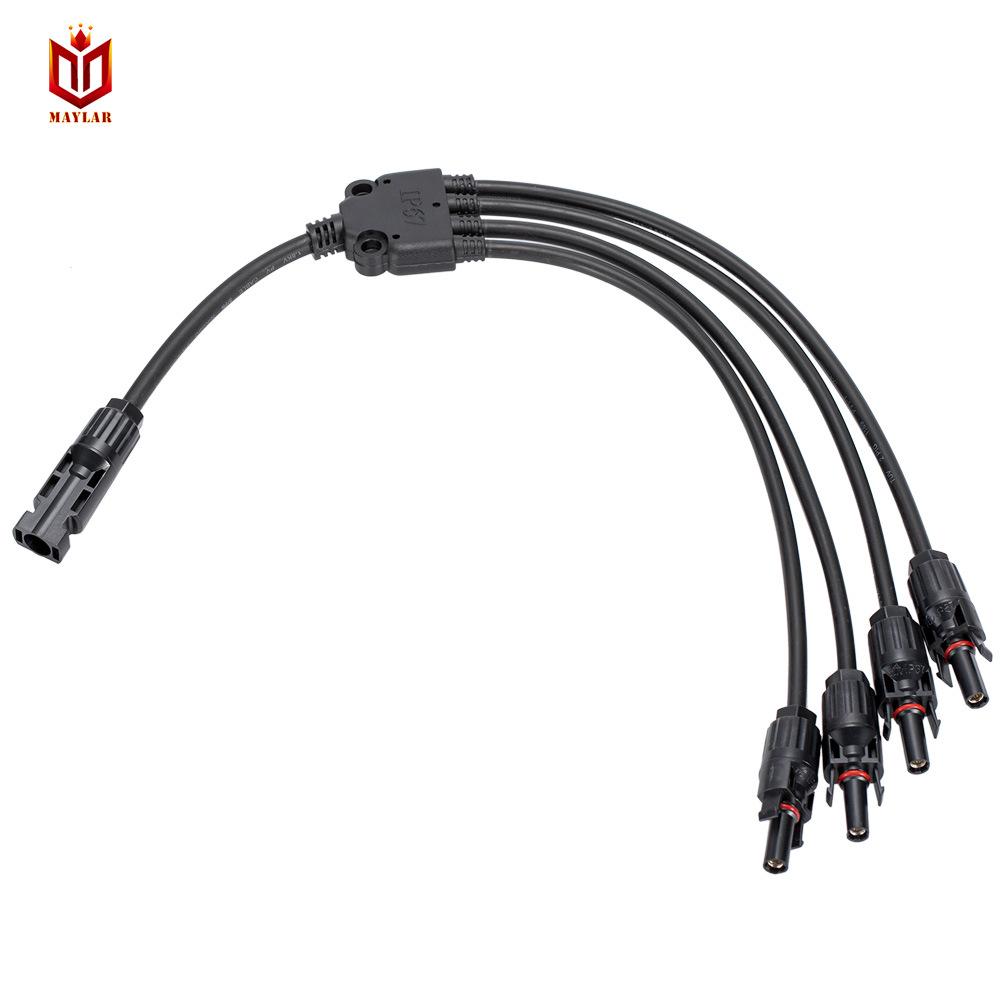 Y-Type 4-to-1 MC4 Solar Connector with Flame-Retardant PPO Cable