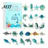 Acrylic Sea Life Figures 2026 Christmas Advent Calendar, 2D Marine Animals Pendants, DIY Wind Chime Accessories 24 Day Countdown Box, Window