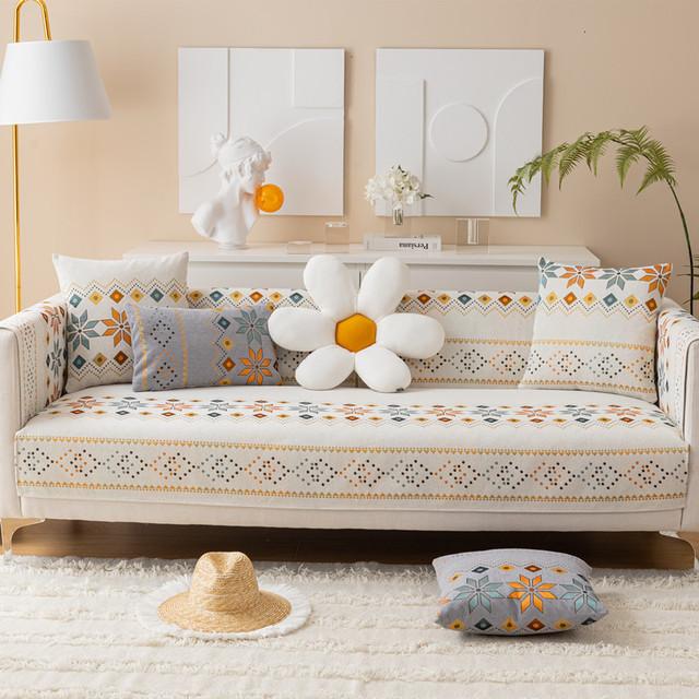 Chenille Embroidery Sofa Cushion Thickened Non -Slip Sofa Cover Four Seasons Universal Living Room Sofa Cover Backrest Towel
