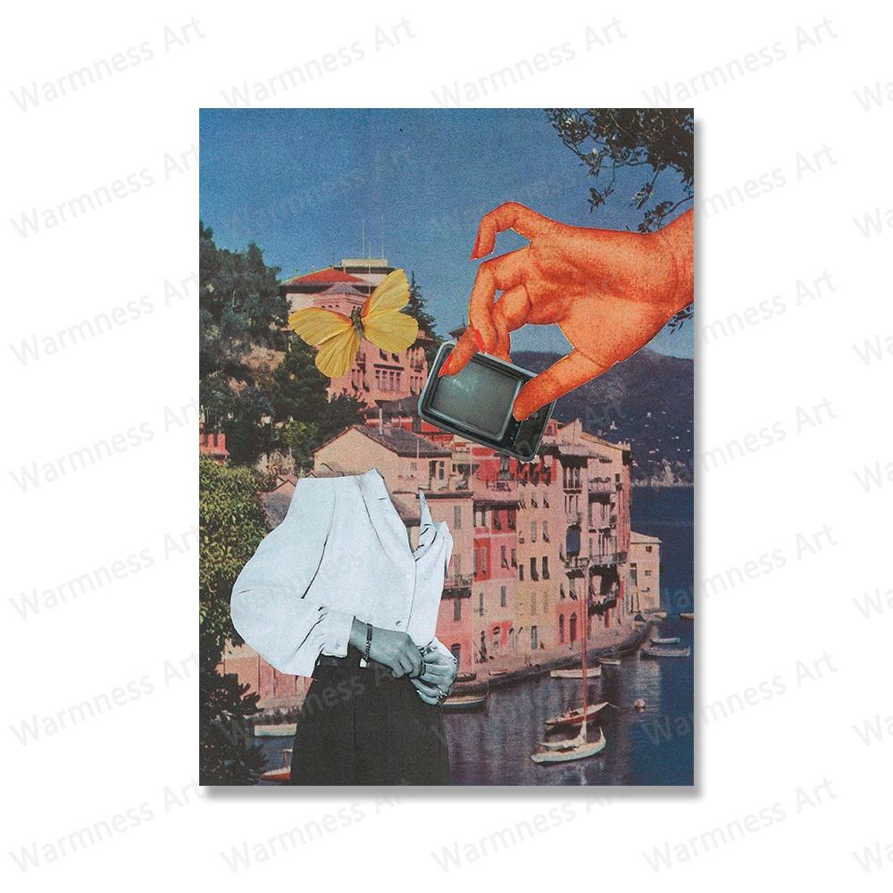 

Забавные абстрактные постеры на холсте, принты в виде грибов, винтажные женские настенные художественные картины для йоги, идея подарка для гостиной, украшения дома 21x30cm No Framed синий