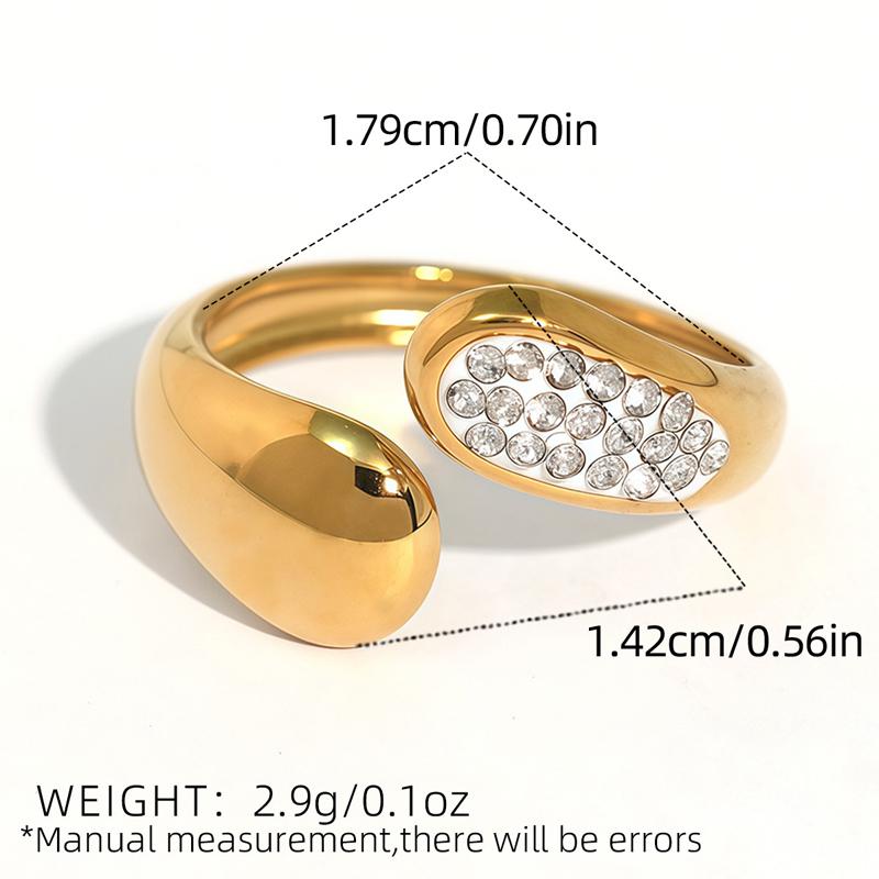 Bague d'ouverture en acier inoxydable en forme de goutte d'eau pour femmes, simple, colorée, zircon, géométrique, réglable, bague de doigt, rendez-vous, zircon