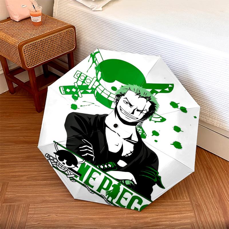 1 Stück Automatischer Faltregenschirm - Roronoa Zoro Muster Tragbares faltbares Design mit 8 Speichen Weihnachts-Geburtstagsgeschenke