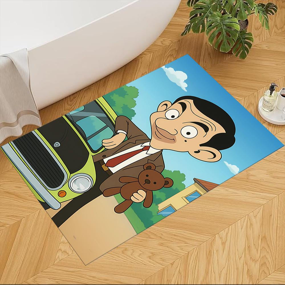 Mr.Bean Expressive Facial Features Cleanable Rug Soft Plush Water-resistant & Washable Corridor & Entryway Bohemian Boho Style Housewarming Gift Idea