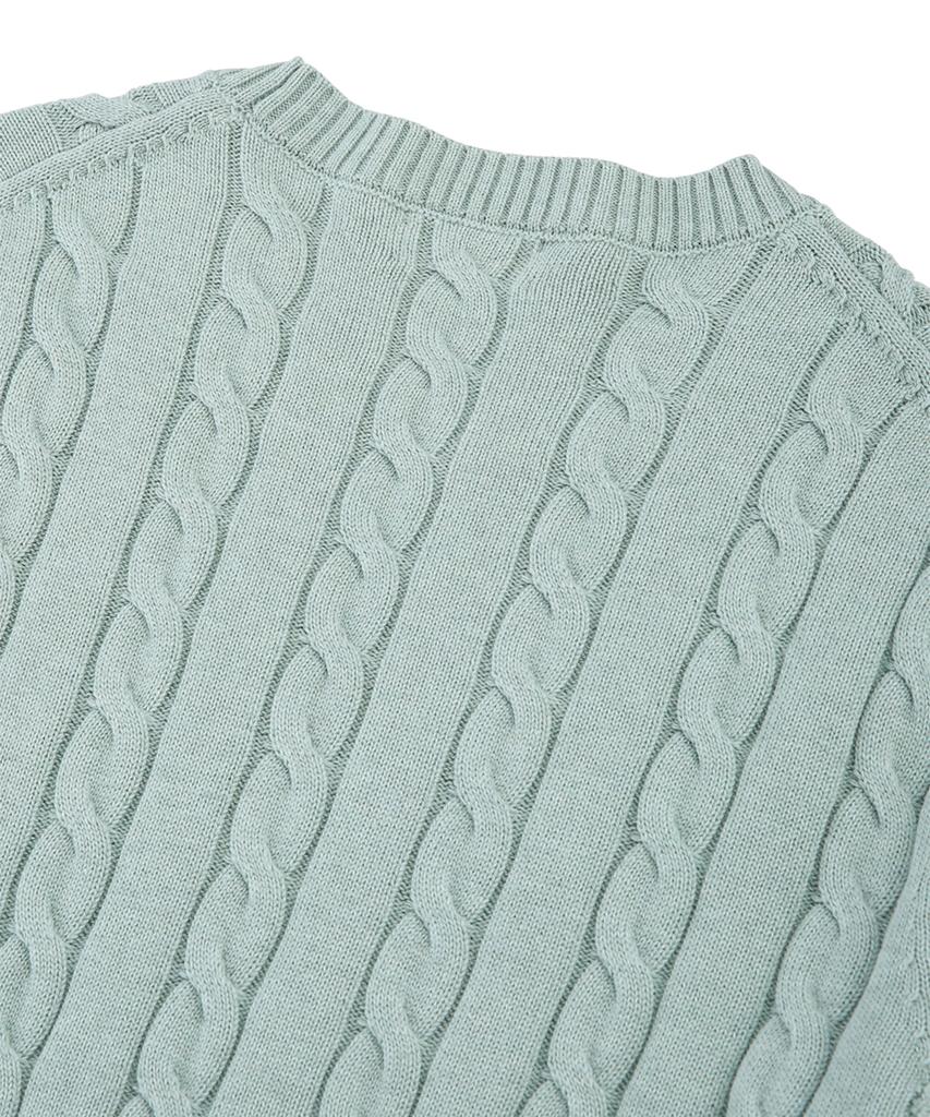 BROOKS BROTHERS Cotton Cable Crew Neck Sweater (Light Green) (Bbwtmf8407Hes)
