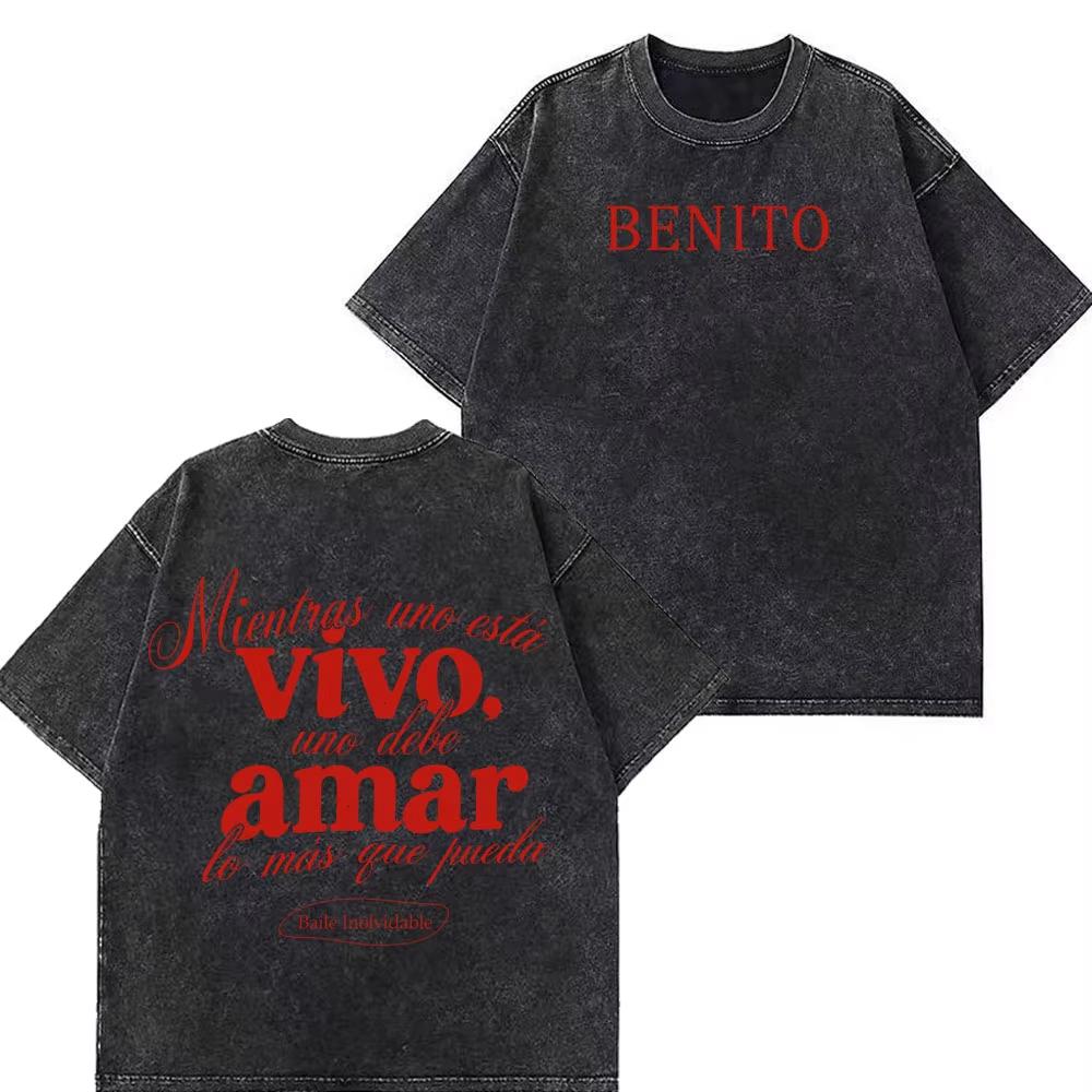 Rappare Bad Bunny Turné 2026 Debi Tirar Mas Fotos DTMF Merch T-shirts Herr Mode Sommar Rundhalsad T-shirt Hip Hop Vintage Tvättade T-shirts