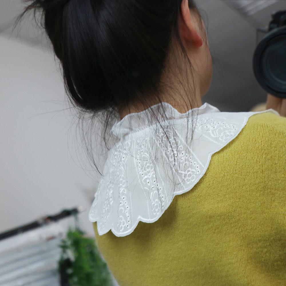 Removable Women Fake Collar Lace Detachable Collar Elegant Embroidered Ruffle Collar Wedding