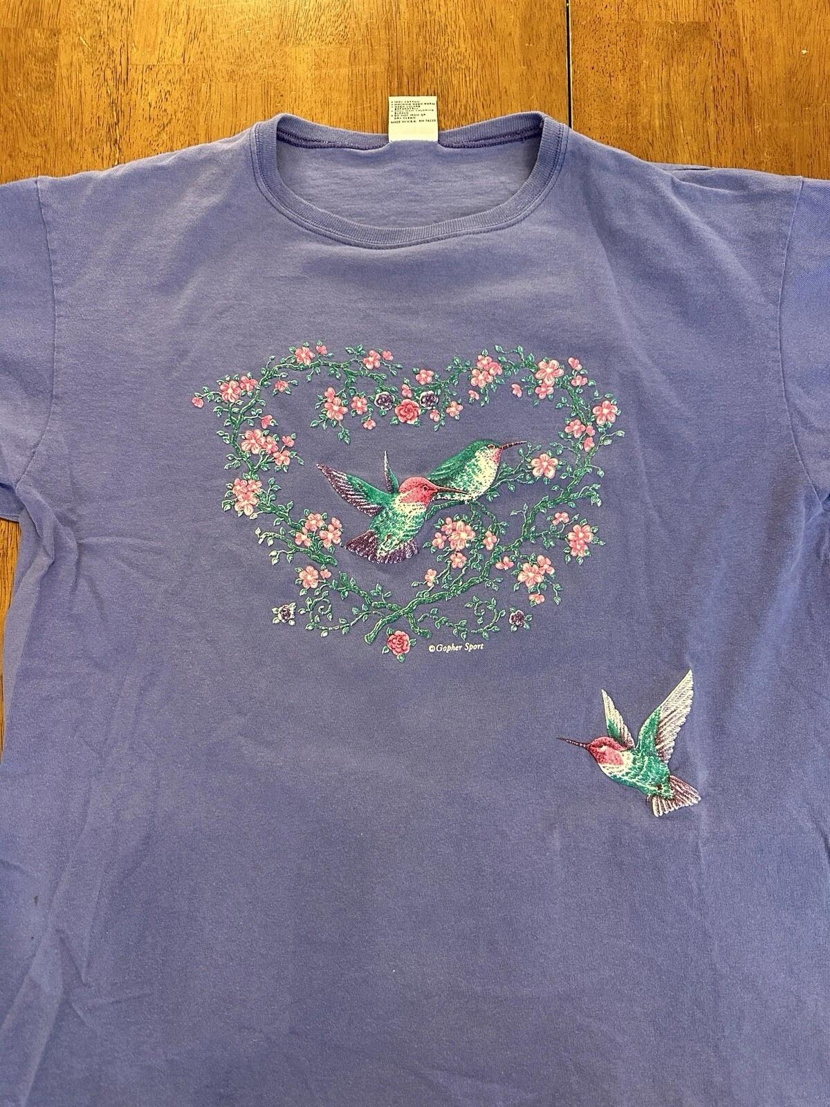 Vintage 90s Hummingbird Nature T Shirt Large Granny 4XL