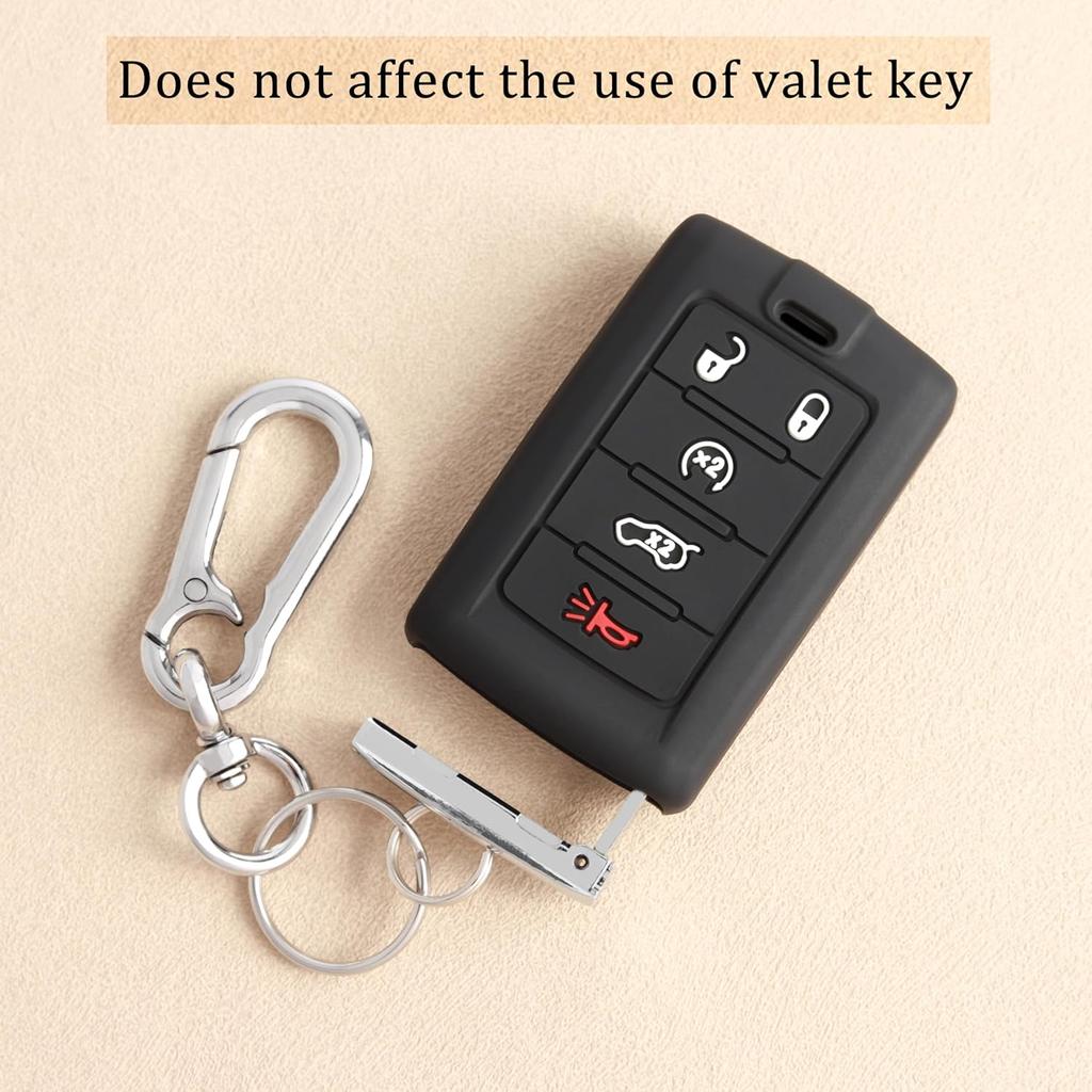 TANDRIVE 5-Button Key Fob Cover For Jeep 2025 Grand Cherokee Wagoneer, Silicone, 2-Pack, Black