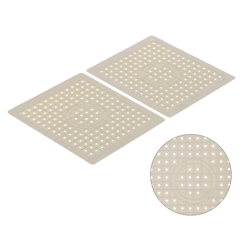 2pcs Food Grade Rubber Kitchen Sink Mat Fast Draining Sink Liner  Glassware Protection