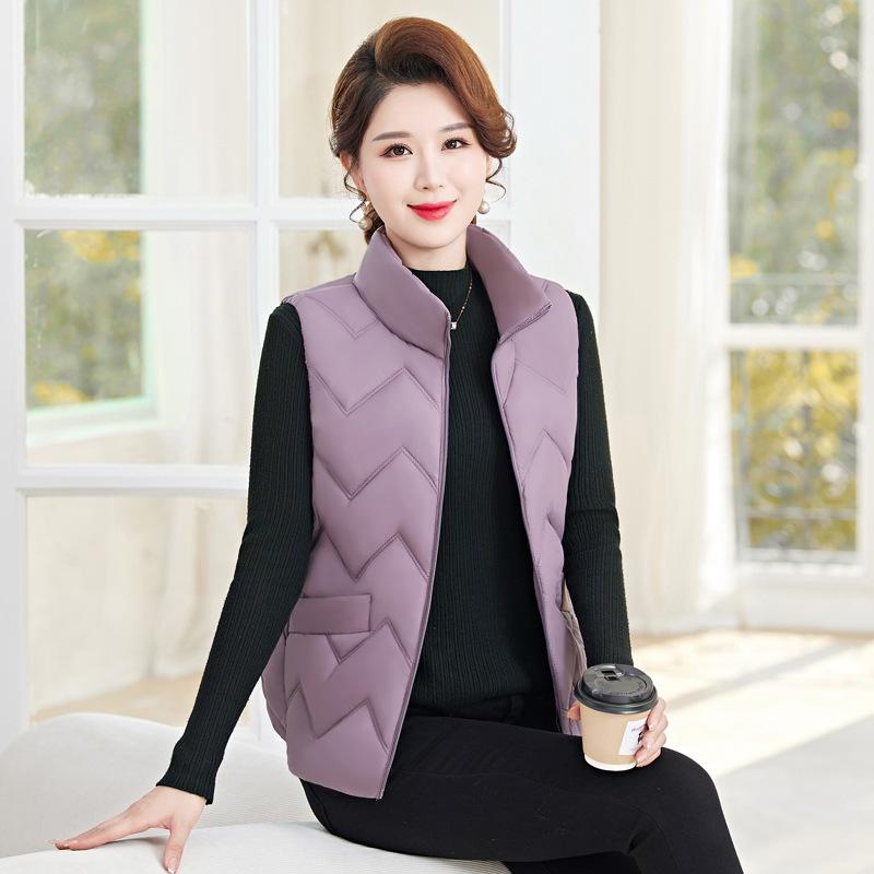 Winter new down cotton vest mother large size stand-up collar cotton vest middle old woman warm top vest