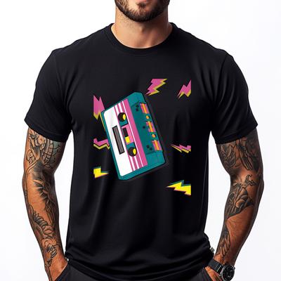 Vintage Cassette Tape In 80s 90s Neon Style T Shirts For Men Autumn TShirt Mens Tshirts Creative Camiseta