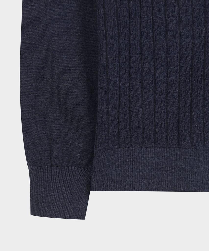 Brooks Brothers Cotton Cable Polo Cardigan (Navy) (Bbwcmmf302)