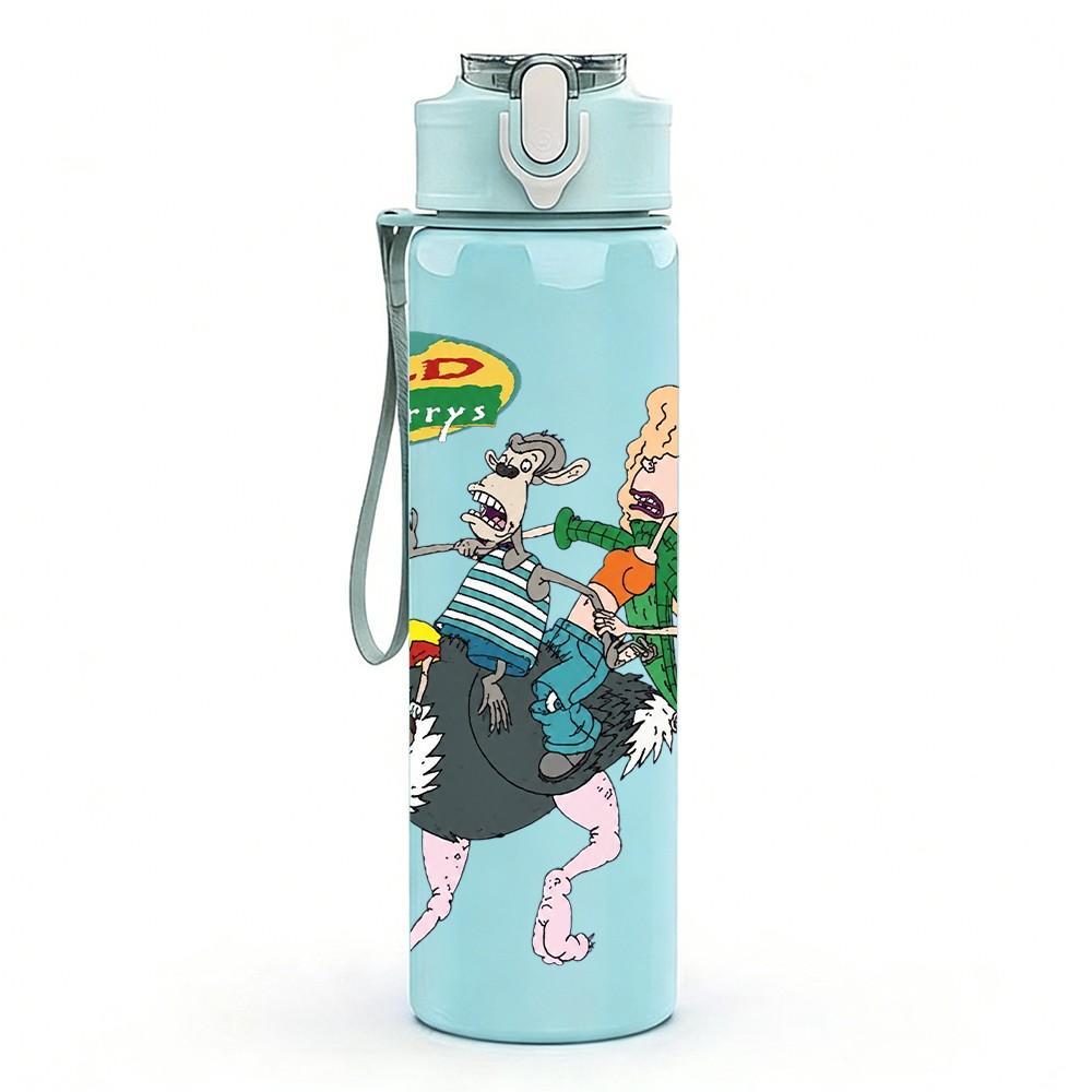 1PC Cowboy Horse Cartoon 750ml Sports Water Bottle Leakproof Straw Lid Outdoor Office Home