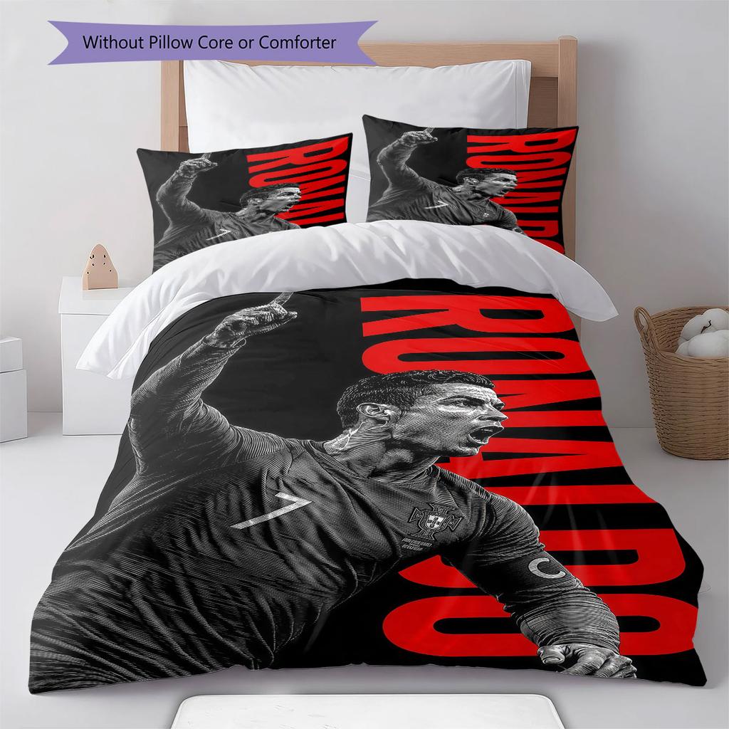 Biancheria da letto con motivo CR7, Set piumone Copripiumone Federa Regalo di Compleanno per la Casa(1 * copripiumino + 2 * federa, senza nucleo)