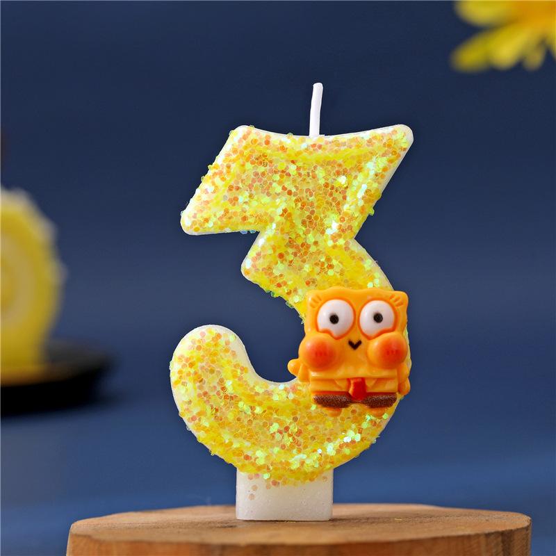 SpongeBob Digital First Birthday Glitter Candle