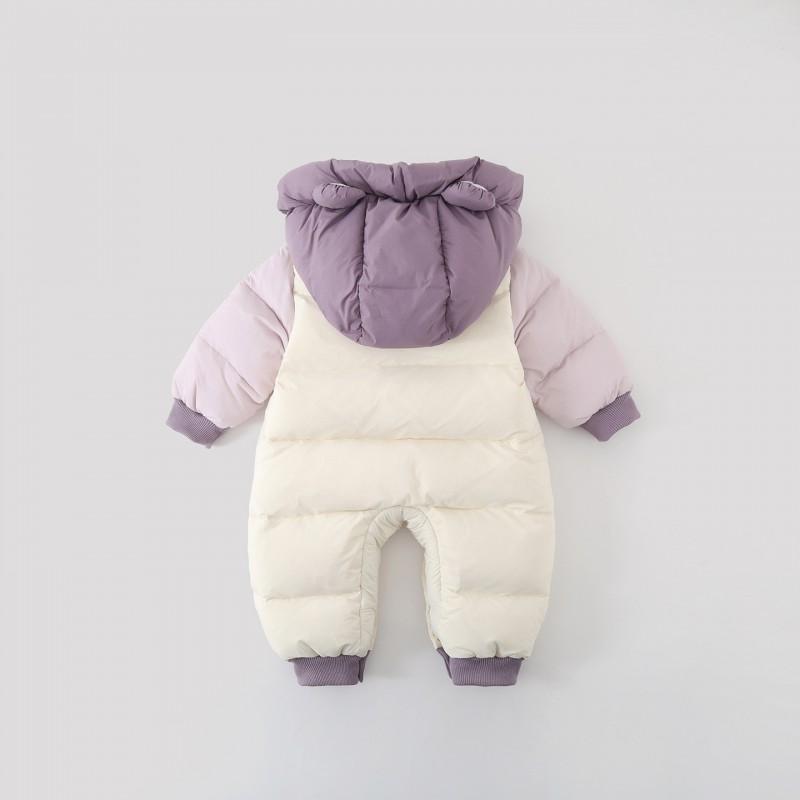 Baby Down Snowsuit 2026 Winter Infant Hooded Puffer Jumpsuit Girls 1-3 Years Extra Warm Outfit