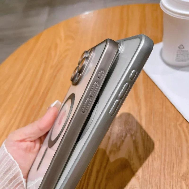 Magnetic Case For iPhone 15 14 13 12 11 Pro Max Plus Fashion Plating Frosted Matte For Magsafe Bumper Cases Cover Funda