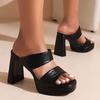 Fashion Slippers Women Summer Shoes Platform High Heels Sandals Ladies Mules Shoes Black Yellow White Party Shoes Large Size 45 Slides