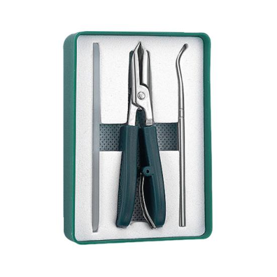 Stainless Steel Nail Clipper Curved Blade Toenail Clippers for Thick Nails 3-Piece Kit with Glass File & Case Ergonomic Non-Slip Grip Nail Clippers
