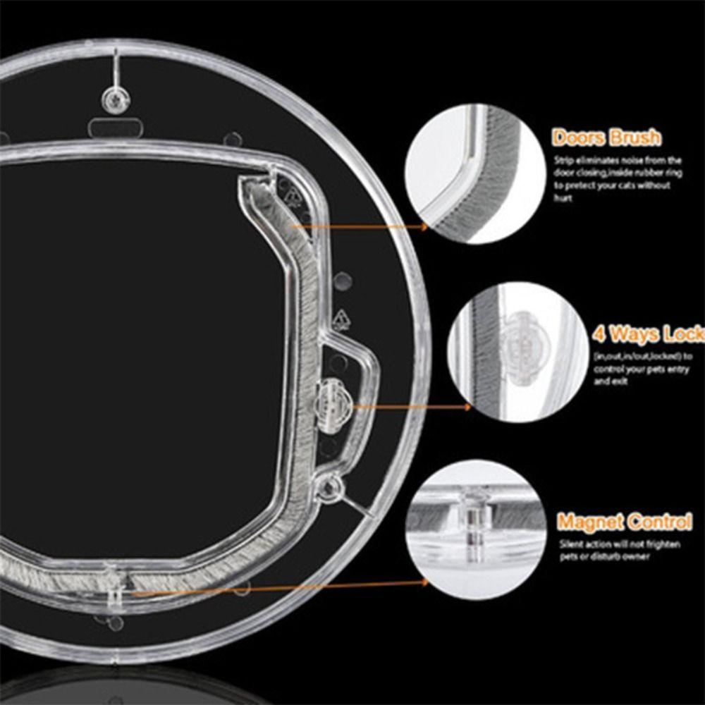 4 Ways Lock Dog Cat Flap Door Round Cat Interior Door Pets Dog Door Window  Sliding Glass Doors